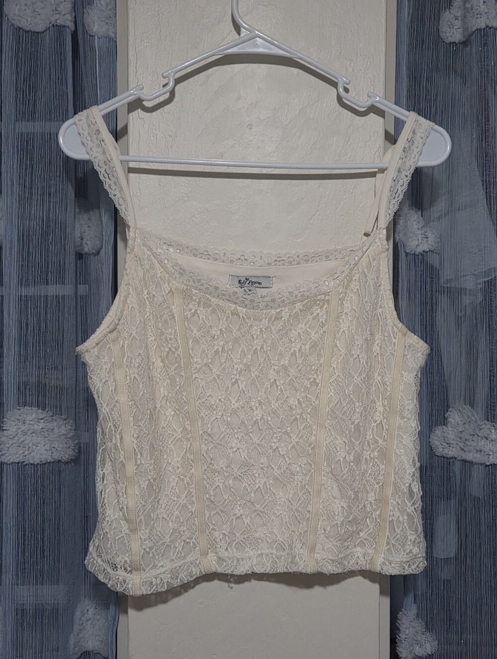 Self Esteem Cream Lace Camisole with Lace Straps